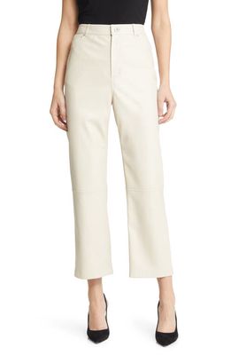 Ted Baker London Plaider Faux Leather Panel Crop Trousers in Natural