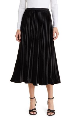 Ted Baker London Pleated Satin Midi Skirt in Black