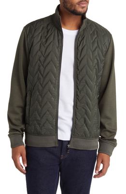 Ted Baker London Quilted Knit Sleeve Jacket in Dark Green