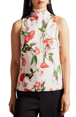 Ted Baker London Raeven Floral Sleeveless Top in White