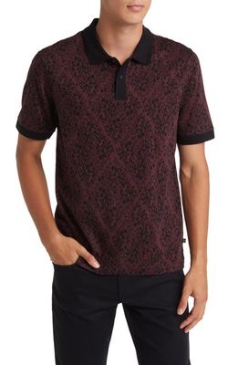 Ted Baker London Regular Fit Floral Jacquard Polo in Maroon