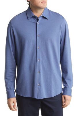 Ted Baker London Rigby Knit Button-Up Shirt in Dark Blue