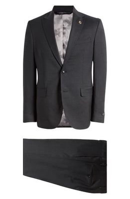 Ted Baker London Robbie Extra Slim Fit Check Wool Suit in Black