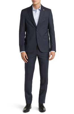 Ted Baker London Roger Extra Slim Fit Deco Check Wool Suit in Navy