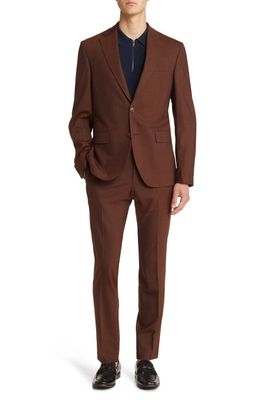Ted Baker London Roger Extra Slim Fit Solid Stretch Wool Suit in Rust