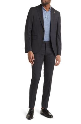 Ted Baker London Ron Extra Slim Fit Windowpane Wool Suit in Black