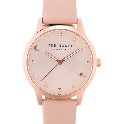 Ted Baker London Rose Goldtone Leather Strap Watch, 16mm in Rose Gold/Beige 