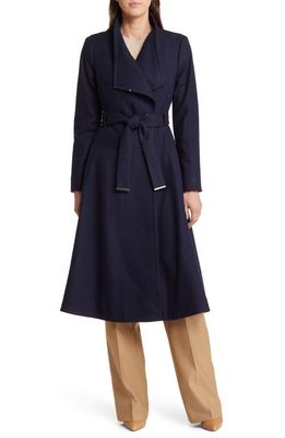 Ted Baker London Roseika Flared Wool Blend Coat in Dark Blue