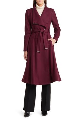 Ted Baker London Roseika Flared Wool Blend Coat in Dark Red