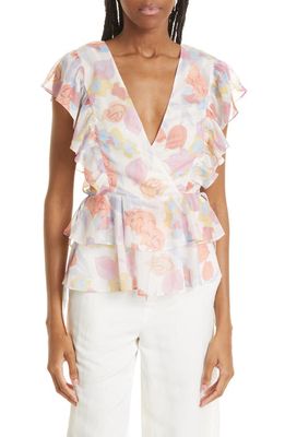 Ted Baker London Rowyn Frill Detail Tie Top in Natural