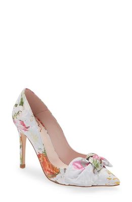 Ted Baker London Ryana Tapestry Pointed Toe Bow Pump in Ivory