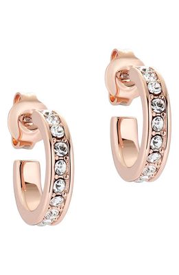 Ted Baker London Seenita Nano Huggie Hoop Earrings in Rose Gold Tone Clear Crystal