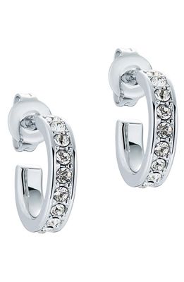 Ted Baker London Seenita Nano Huggie Hoop Earrings in Silver Tone Clear Crystal