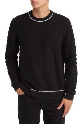 Ted Baker London Sepal Textured Crewneck Sweater in Black 