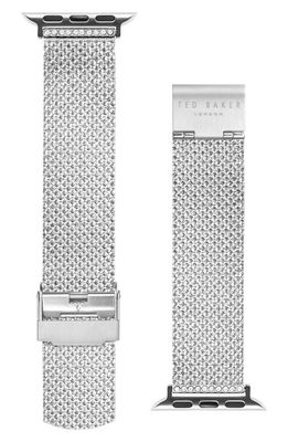 Ted Baker London Shimmer Silver Mesh 20mm Apple Watch Watchband in Stainless Steel