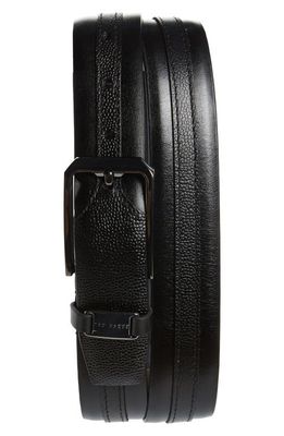 Ted Baker London Siymon Mix Texture Leather Belt in Black
