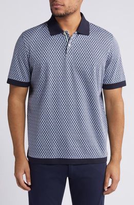 Ted Baker London Skelt Geometric Jacquard Polo in Blue