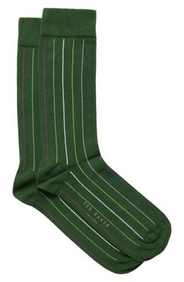 Ted Baker London Sokkthr Pinstripe Dress Socks in Dark Green