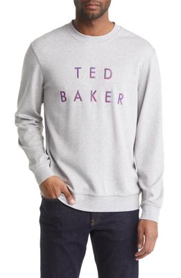 Ted Baker London Sonics Embroidered Stretch Cotton & Modal Sweatshirt in Grey Marl