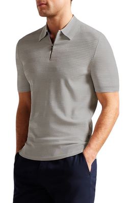 Ted Baker London Stree Textured Stitch Polo Sweater in Grey