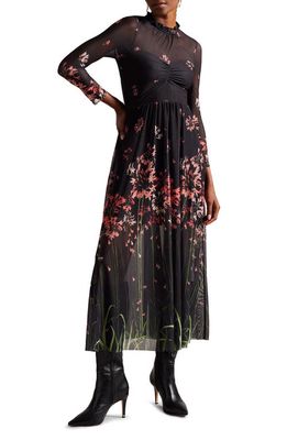 Ted Baker London Susenna Floral Mesh Midi Dress in Black
