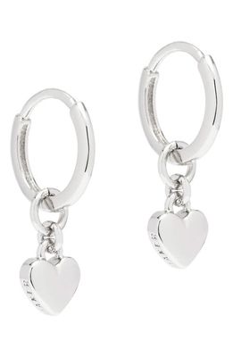 Ted Baker London Sweetheart Tiny Heart Huggie Drop Earrings in Silver Tone