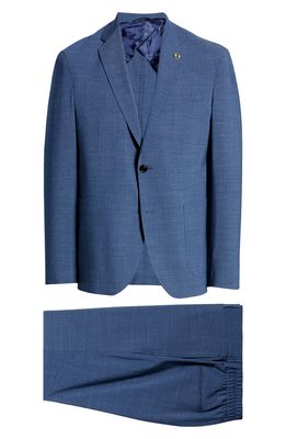 Ted Baker London Tampa Slim Fit Stripe Wool Blend Suit in Blue