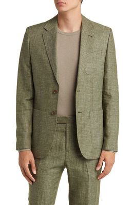 Ted Baker London Taylorj Slim Fit Linen & Wool Sport Coat in Dark Green