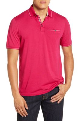Ted Baker London Tortila Slim Fit Tipped Pocket Polo in Deep Pink