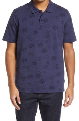 Ted Baker London Tyssen Jacquard Floral Polo Shirt in Navy