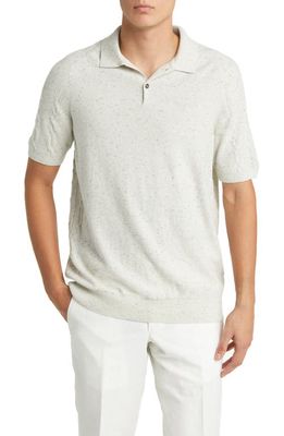 Ted Baker London Ustee Cable Stitch Short Sleeve Polo Sweater in Ecru