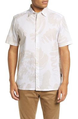 Ted Baker London Velmere Shell Print Short Sleeve Button-Up Shirt in White