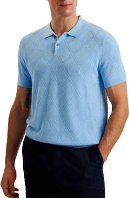 Ted Baker London Ventar Diagonal Diamond Polo Sweater in Pale Blue