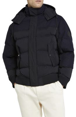 Ted Baker London Ventry Puffer Bomber Jacket with Removable Hood in Navy