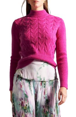 Ted Baker London Veolaa Cable Knit Sweater in Bright Pink