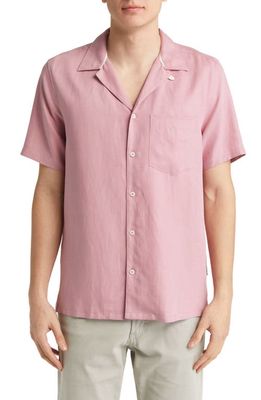 Ted Baker London Wesland Solid Short Sleeve Button-Up Shirt in Mid Pink