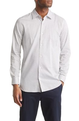 Ted Baker London Willuw Line Geo Print Button-Up Shirt in White