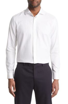 Ted Baker London Witone Herringbone Button-Up Shirt in White
