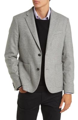Ted Baker London Yarm Slim Fit Virgin Wool Flannel Blend Blazer in Grey Marl