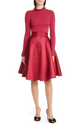 Ted Baker London Zadi Mix Media Long Sleeve Dress in Deep Pink