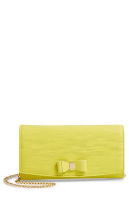 Ted Baker London Zea Bow Matinee Leather Crossbody Clutch in Lime