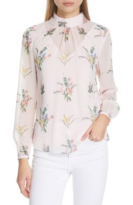Ted Baker London Zemiaa Flourish Ruched Blouse in Dusky Pink