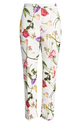 Ted Baker London Ziaaht Floral Tapered Trousers in White