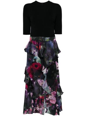 Ted Baker Rowana floral-print dress - BLACK