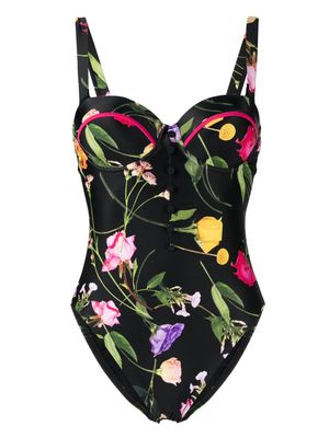 Ted Baker Saffiey floral-print swimsuit - Black