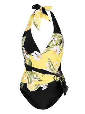 Ted Baker Tabeth V-neck floral print swimsuit - Black