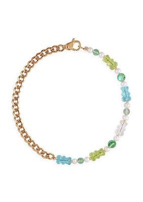 Teddy 14K Gold-Plated, Freshwater Pearl & Acrylic Bead Necklace