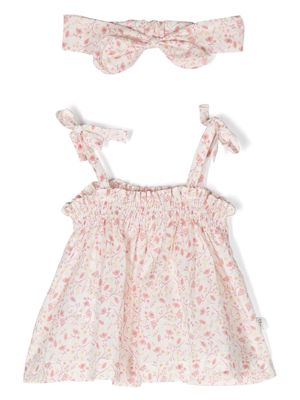 TEDDY & MINOU bow-headband floral dress set - Pink