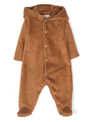 TEDDY & MINOU brushed-fleece hooded romper - Brown