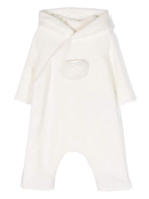 TEDDY & MINOU brushed-fleece hooded romper - White